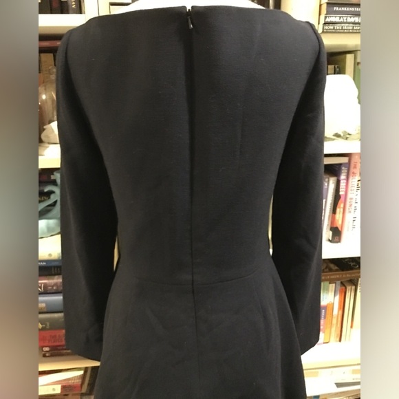 Lela Rose Navy Blue Square Neckline Fit Flare Top - Picture 6 of 10